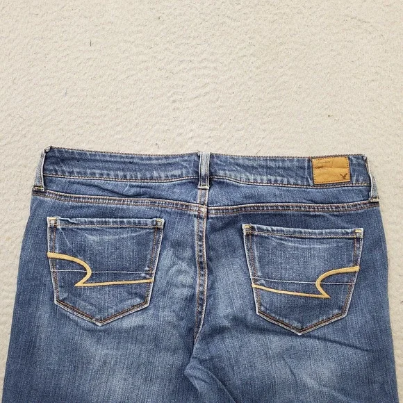 American Eagle Outfitters Skinny Jeans Womens 6 Blue‎ Denim Stretch Whiskered - Picture 10 of 10